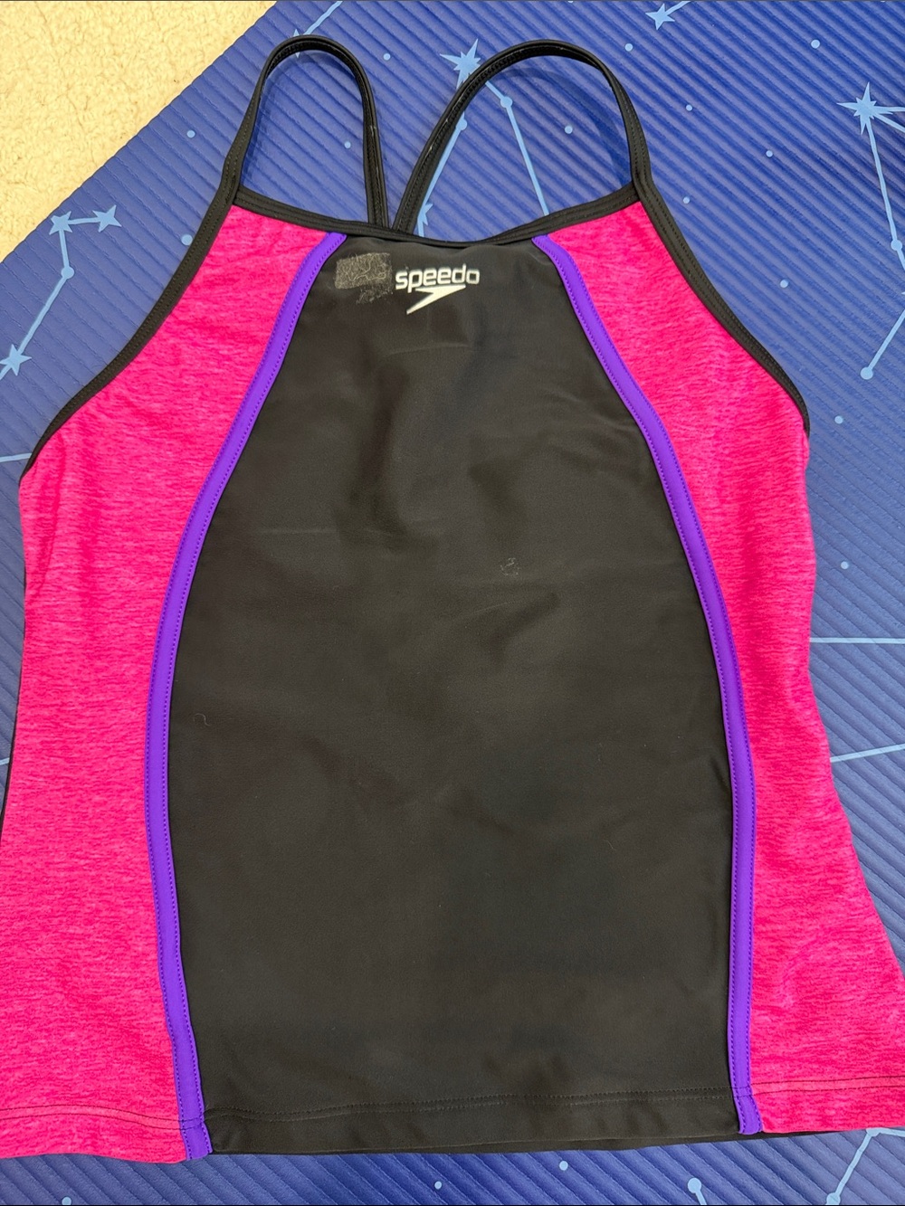 Speedo Black, Pink & Purple Women's Athletic Swim Tank